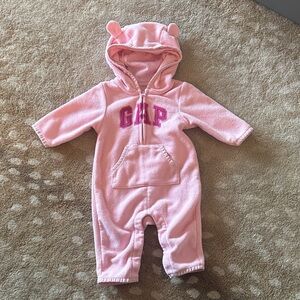 GAP Pink Hooded Baby Onesie with Ears